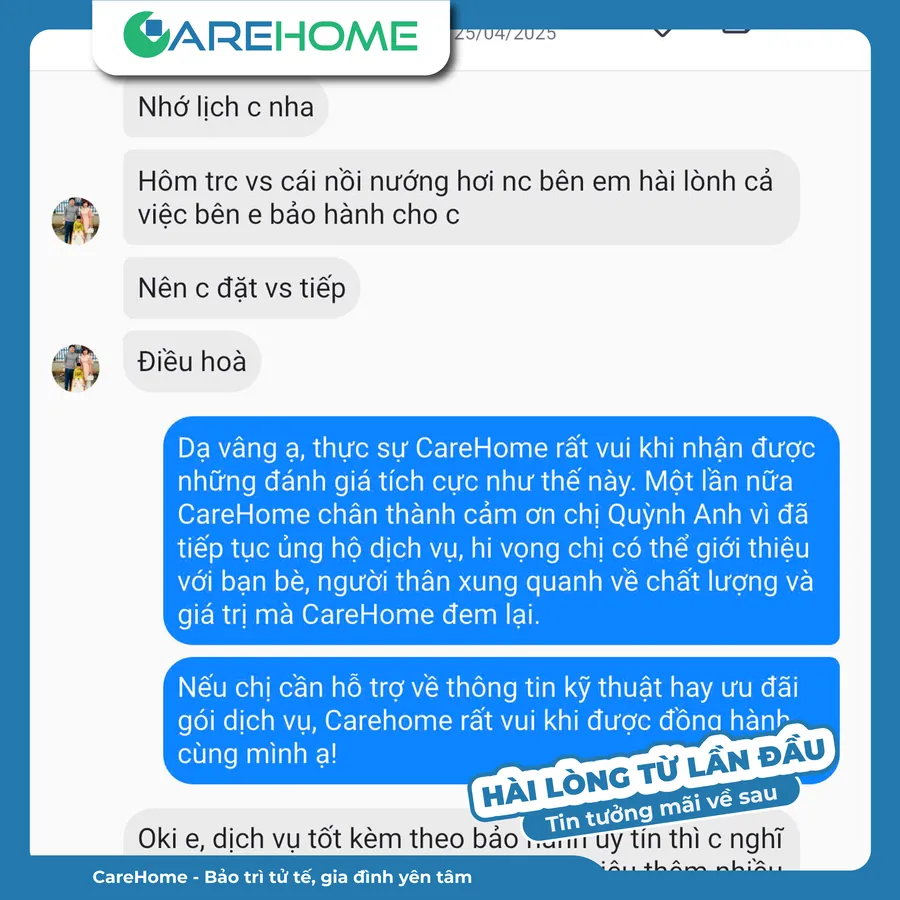 Phản hồi thật của khách hàng CareHome số 1