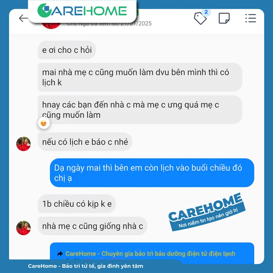 Phản hồi thật của khách hàng CareHome số 3